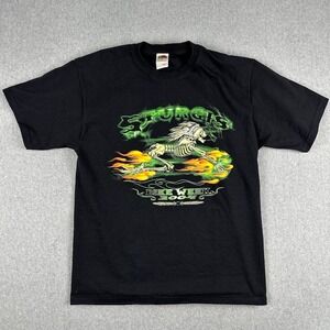 Vintage Sturgis Bike Week 2004 Graphic T Shirt Large Skeleton Flames Y2K USA